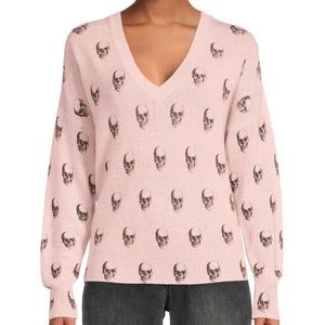 Skull Cashmere V Neck Sweater